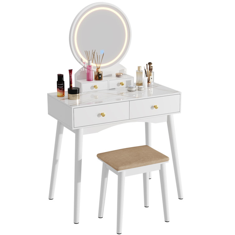 Howey vanity set best sale with stool and mirror